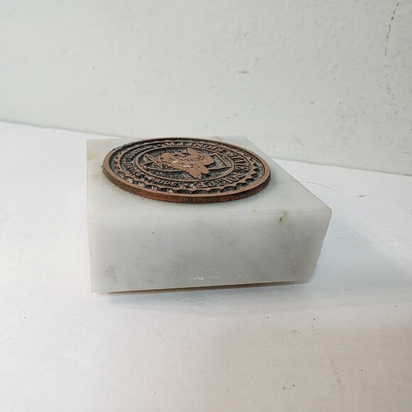 VTG Square Small Illinois State Police Marble Paperweight Made in Italy - Picture 2 of 4